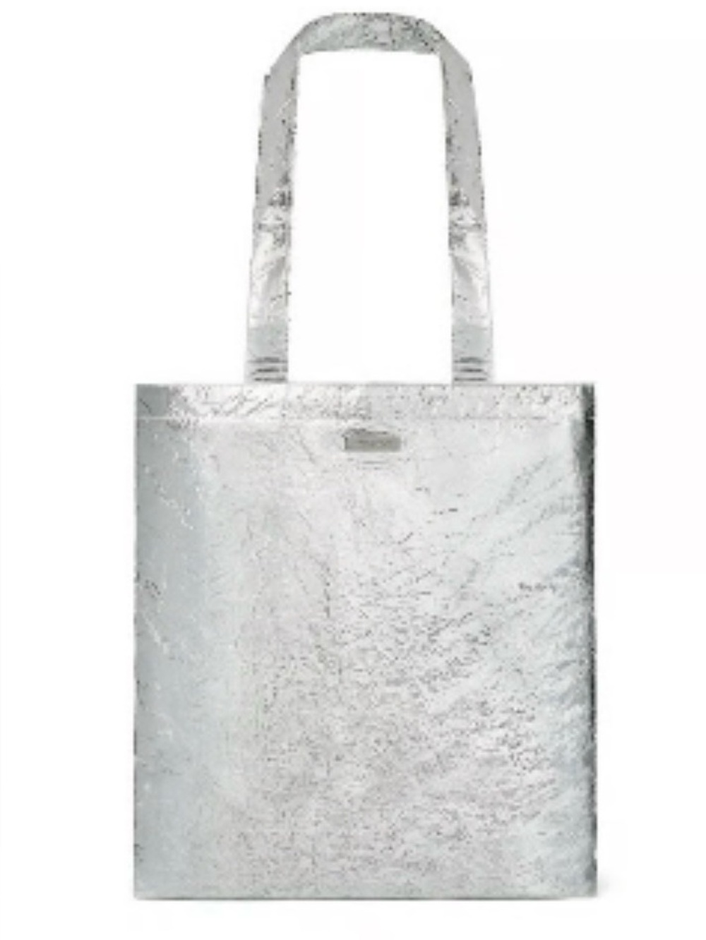 Like new! Tory Burch beauty tote bag purse metallic silver